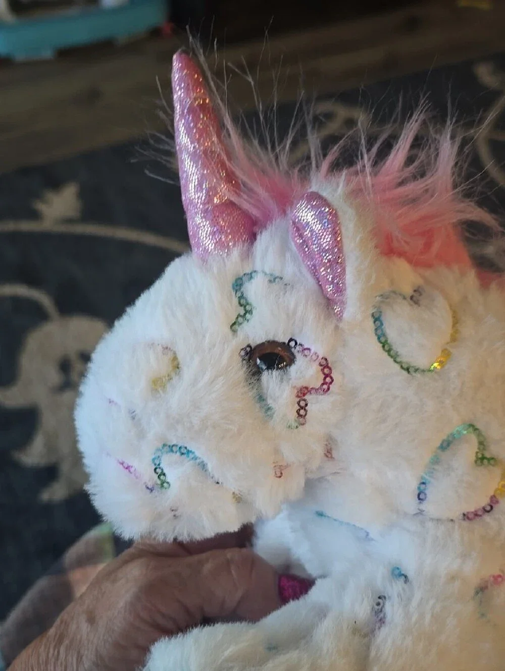 Plush Unicorn Crossbody Bag - Pink & White